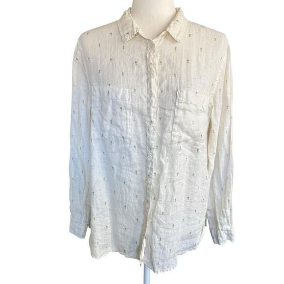 Boden 100% Linen Button Up top women's White 8 Coastal Beach Vacation Career - Picture 1 of 12